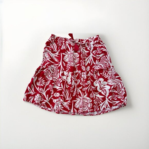 Knox Rose Red White Floral Skirt With Liner Size Medium Pockets Tropical - Picture 1 of 6